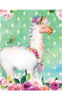 My Big Fat Journal Notebook For Animal Lovers Llama In Flowers