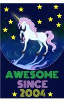 Awesome Since 2004: Magical Unicorn Notebook and Vintage Retro Happy Birthday Journal