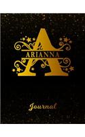 Arianna Journal: Letter a Personalized First Name Personal Writing Diary Black Gold Glitter Space Effect Cover Daily Diaries for Journalists & Writers Note Taking Wr