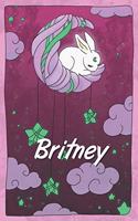 Britney: personalized notebook sleeping bunny on the moon with stars softcover 120 pages blank useful as notebook, dream diary, scrapbook, journal or gift id