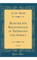 Blätter für Rechtspflege in Thüringen und Anhalt, Vol. 12 (Classic Reprint)