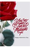 You're One In a Million Red Flower Valentine's Gift (Notebooks and Journals)