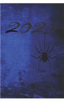 Grand Fantasy Designs: 2020 calligraphy gothic spider blue - Notebook 6x9 checkered