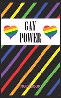 GAY POWER Notebook: 6x9 inches - 110 dotgrid pages - Greatest LGBTQ Rainbow Hearts Journal - Gift, Present Idea