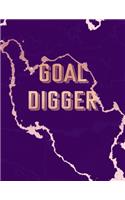 Goal Digger: Inspirational Quote Notebook, Lovely Purple Marble and Rose Gold 8.5 x 11, 120 College Ruled Pages