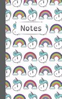 Notes: Cute Unicorn & Rainbow Journal for Girls Friend Sister Her, Notebook, Organiser Ruled White Paper, 100 pages
