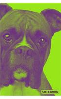 Notebook: Boxer Dog Breed Pet Diary Journal (Green)