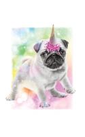 Cute Pug Dog Notebook: Pug Lovers Unicorn Ice Cream Blank Lined Composition Notebook 75 Sheets / 150 Pages 7.5 x 9.25 inch