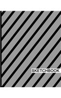 Sketchbook: 8" x 10", Drawing Sketchbook, Unlruled Notebook, Drawing Paper Pad, Stripes (Gray) - (Sketch book)