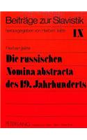 Die russischen Nomina abstracta des 19. Jahrhunderts