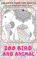 Zoo Bird and Animal - Coloring Book for adults - Elk, Mink, Rhinoceros, Cougar, other