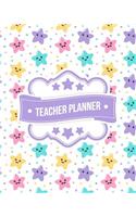 Teacher Planner: Cute Stars Pattern + BONUS Student Information Log Weekly Lesson Plans Monthly Schedule Calendar