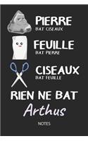 Rien ne bat Arthus - Notes: Noms Personnalisé Carnet de notes / Journal pour les garçons et les hommes. Kawaii Pierre Feuille Ciseaux jeu de mots. Fournitures scolaires, premie