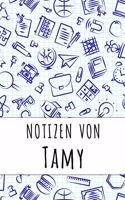 Notizen von Tamy: Kariertes Notizbuch mit 5x5 Karomuster für deinen personalisierten Vornamen