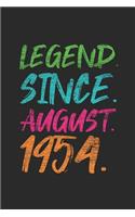 Legend Since August 1954: Small Lined Notebook (6 X 9 -120 Pages) for 65th Birthday Gift Idea for Women and Men