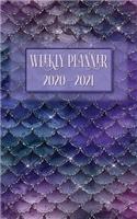 Weekly Planner 2020 2021: 2 Year Weekly Daily Schedule Organizer / 5 x 8 Agenda Calendar / Year At A Glance / Purple Mermaid Design