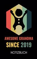 Awesome Grandma Since 2019 Notizbuch: A4 Notizbuch KARIERT liebevolles Geschenk für Oma - Omi - Grossmutter - schöne Geschenkidee als Dankeschön - Weihnachtsgeschenk - zum Geburtstag