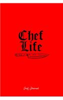 Chef Journal: Chef Life Kitchen Knife Retro Culinary Cooking Baking Gift - Red Ruled Lined Notebook - Diary, Writing, Notes, Gratitude, Goal Journal - 6x9 120 pag