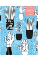 Dot Grid Notes 110 Pages: Cactus Floral Notebook for Professionals and Students, Teachers and Writers - Succulent Pattern - Bright Blue Sketch Style Pattern