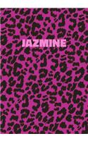Jazmine: Personalized Pink Leopard Print Notebook (Animal Skin Pattern). College Ruled (Lined) Journal for Notes, Diary, Journaling. Wild Cat Theme Design wi