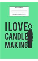Manuscript Paper: I Love Candle Making Wide Staff Notebook for Kids and Adults I 110 Pages I Monster Theme I Blank Sheet Music Book for Beginners and Experts I For Fl