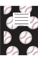 Composition Book 200 Sheet/400 Pages 8.5 X 11 In.-College Ruled Baseball-Black