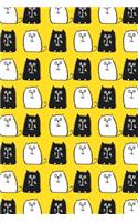 Journal Notebook For Cat Lovers Black and White Cats in a Row 6: 110 Page Plain Blank Journal For Drawing, Writing, Doodling In Portable 6 x 9 Size.