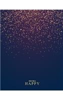 Wish You A Happy: Festival, Beautiful Glitter, Blue Notebook, Cute Notebook for Girls and Women, Bullet Journal and Sketch Book, Composition Book, Journal, 8.5 x 11 i