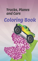 Trucks, Planes and Cars Coloring Book for kids