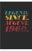 Legend Since August 1960: Graph Paper Notebook - 59th Birthday Gift or 59th Anniversary Gift Idea
