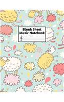 Blank Sheet Music Notebook: Easy Blank Staff Manuscript Book Large 8.5 X 11 Inches Musician Paper Wide 12 Staves Per Page for Piano, Flute, Violin, Guitar, Trumpet, Drums, Cell