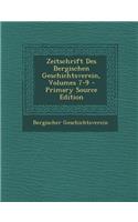 Zeitschrift Des Bergischen Geschichtsverein, Volumes 7-9