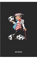 Notebook: Dotted Lined USA american Soccer Themed Notebook (6x9 inches) ideal as a Red White Blue american Flag Journal. Perfect as a foosball Book for every 