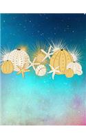 Sea Urchin White Gold Undersea Composition Notebook: Wide Ruled, 7.44 X 9.69, 75 sheets, 150 lined pages