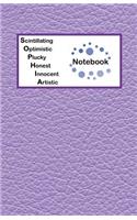 Scintillating Optimistic Plucky Honest Innocent Artistic Notebook: Sophia Bullet Journal with imitation leather texture cover