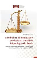 Conditions de Réalisation Du Droit Au Travail En République Du Bénin: (Omn.Univ.Europ.)