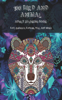 100 Bird and Animal - Adult Coloring Book - Bat, Quokka, Badger, Fox, and more
