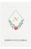 " N " Sermon Notes Journal: 52 Weekly spreads - 6" x 9" 120 Pages 1 Full Year - Sermon Notes Journal with Monogram Initial ' N ' - soft matte cover.