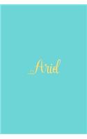 Ariel: Personalized Name Turquoise Matte Soft Cover Notebook Journal to Write In. 120 Blank Lined Pages