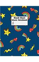 Blank Sheet Music Notebook: Easy Blank Staff Manuscript Book Large 8.5 X 11 Inches Musician Paper Wide 12 Staves Per Page for Piano, Flute, Violin, Guitar, Trumpet, Drums, Cell