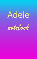 Adele: Blank Notebook - Wide Ruled Lined Paper Notepad - Writing Pad Practice Journal - Custom Personalized First Name Initial A Blue Purple Gold - Taking 