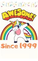 Awesome Since 1999 Notebook Dabbing Unicorn Cute Birthday Gift