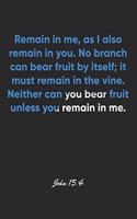 John 15: 4 Notebook: Remain in me, as I also remain in you. No branch can bear fruit by itself; it must remain in the vine. Neither can you bear fruit unless