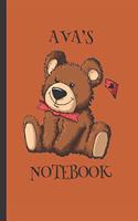 Ava's Notebook: Girls Gifts: Cute Cuddly Teddy Journal