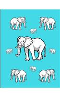 White Elephants Aqua Journal Notebook 150 Page College Ruled Pages 8.5 X 11