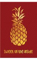 Be a Pineapple Notebook & Journal: Red Cover with Gold Leaf Pineapple