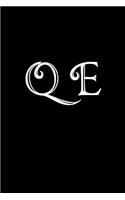 Q E: Double Monogram Journal, 100 Pages, 6x9 Inches, Black Glossy Cover