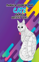 Mandala Colouring Book Difficult Level - Animals - Cats