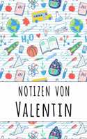 Notizen von Valentin: Liniertes Notizbuch für deinen personalisierten Vornamen