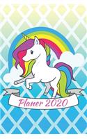 Planer 2020: Terminplaner Monatsplaner und Wochenplaner Organizer Einhorn und Regenbogen